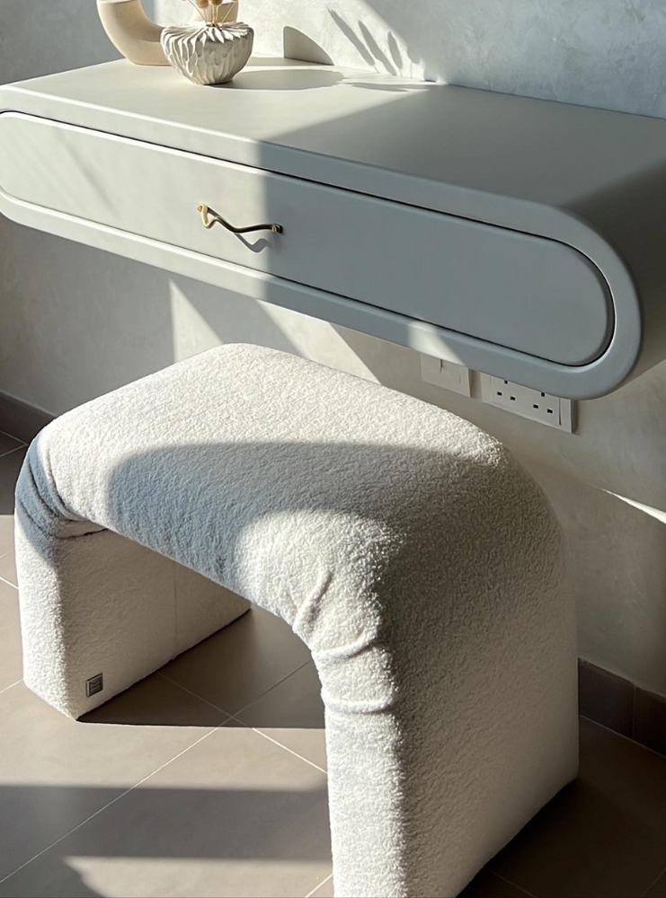 
                  
                    Althea dressing table with Archer ottoman beneath.
                  
                