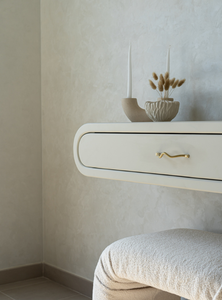 
                  
                    Althea dressing table with Archer ottoman beneath.
                  
                