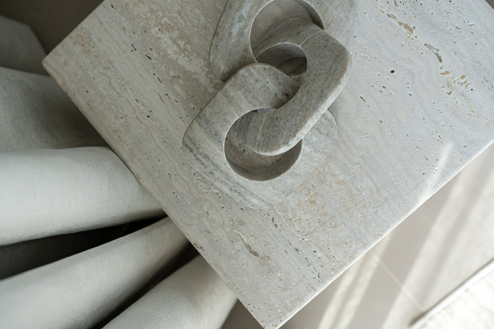 Decorative marble piece on marble table